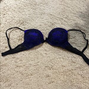 Victoria's Secret Black and Purple Convertible Bra with Molded Cups